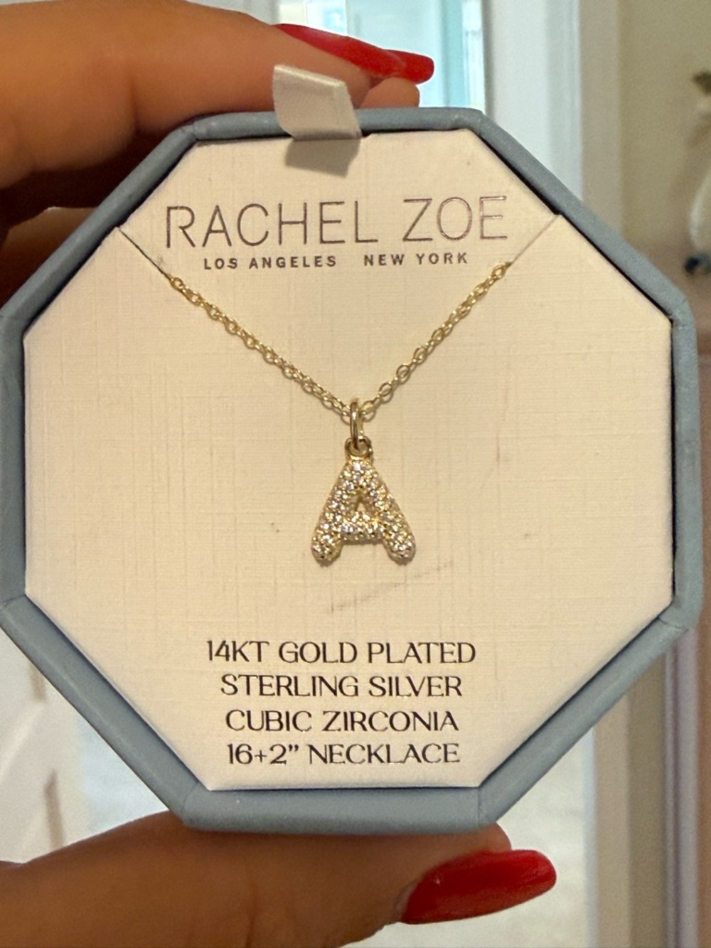 Rachel Zoe Gold Plated Crystal 'A' Initial Necklace